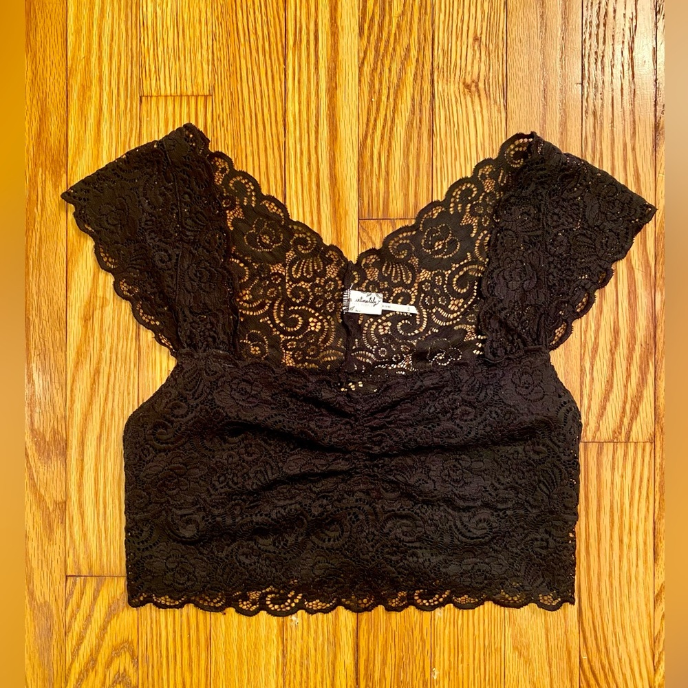 Free People Black Lacy Bralette